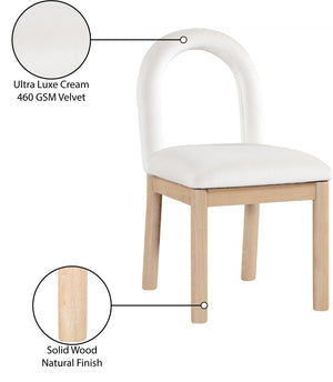 Meridian Furniture Conrad Arched Back Velvet Dining Chair with Solid Wood Legs for Elegant Interiors 11007Cream-C