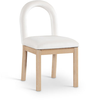 Meridian Furniture Conrad Arched Back Velvet Dining Chair with Solid Wood Legs for Elegant Interiors 11007Cream-C