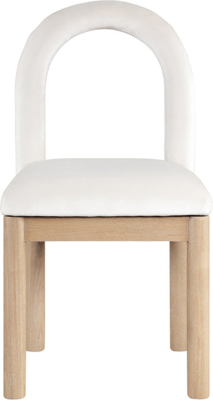 Meridian Furniture Conrad Arched Back Velvet Dining Chair with Solid Wood Legs for Elegant Interiors 11007Cream-C