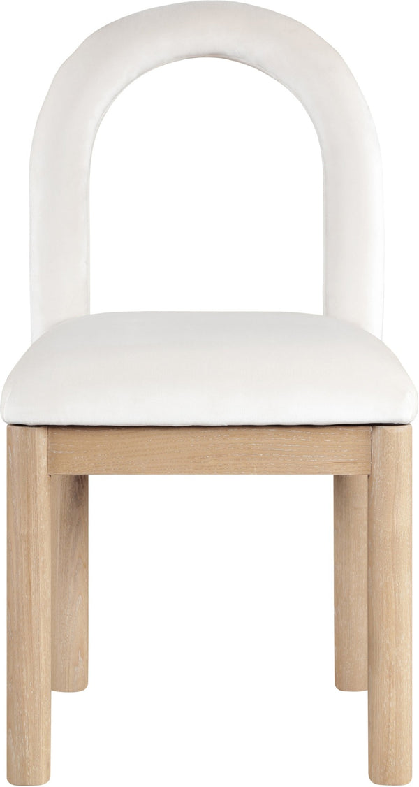 Meridian Furniture Conrad Arched Back Velvet Dining Chair with Solid Wood Legs for Elegant Interiors 11007Cream-C