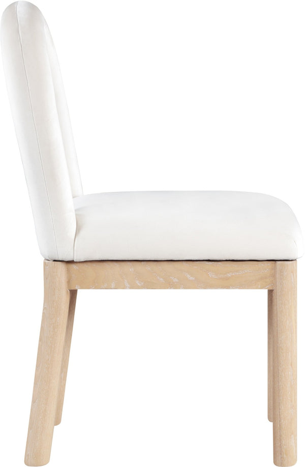 Meridian Furniture Conrad Arched Back Velvet Dining Chair with Solid Wood Legs for Elegant Interiors 11007Cream-C