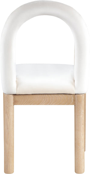 Meridian Furniture Conrad Arched Back Velvet Dining Chair with Solid Wood Legs for Elegant Interiors 11007Cream-C