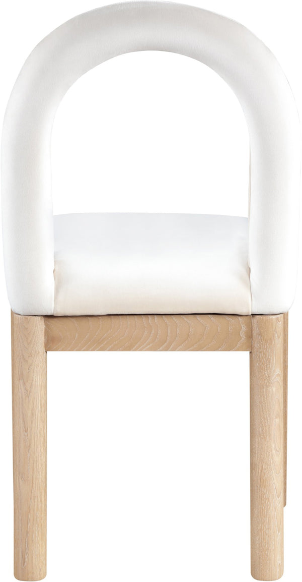 Meridian Furniture Conrad Arched Back Velvet Dining Chair with Solid Wood Legs for Elegant Interiors 11007Cream-C