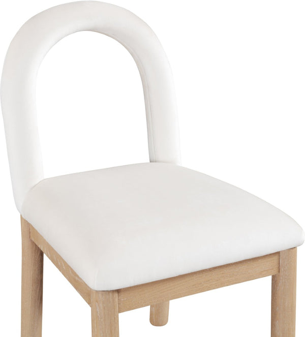 Meridian Furniture Conrad Arched Back Velvet Dining Chair with Solid Wood Legs for Elegant Interiors 11007Cream-C