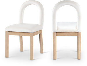 Meridian Furniture Conrad Arched Back Velvet Dining Chair with Solid Wood Legs for Elegant Interiors 11007Cream-C