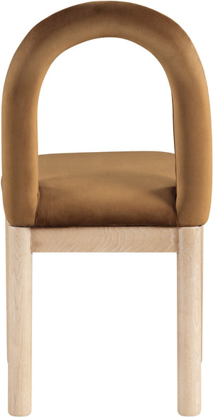 Meridian Furniture Conrad Arched Back Saddle Velvet Dining Chair with Solid Wood Legs Art Deco Inspired 11007Saddle-C