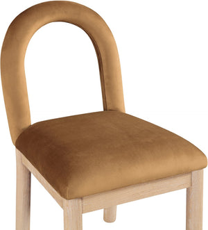Meridian Furniture Conrad Arched Back Saddle Velvet Dining Chair with Solid Wood Legs Art Deco Inspired 11007Saddle-C