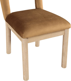 Meridian Furniture Conrad Arched Back Saddle Velvet Dining Chair with Solid Wood Legs Art Deco Inspired 11007Saddle-C