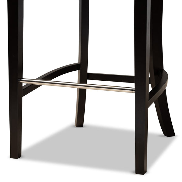 Baxton Studio Baxton Chloe Modern Navy Blue Velvet Bar Stool Set with Elegant Dark Brown Wood Frame & Comfort Design BBT5408B-Navy Blue Velvet/Wenge-BS
