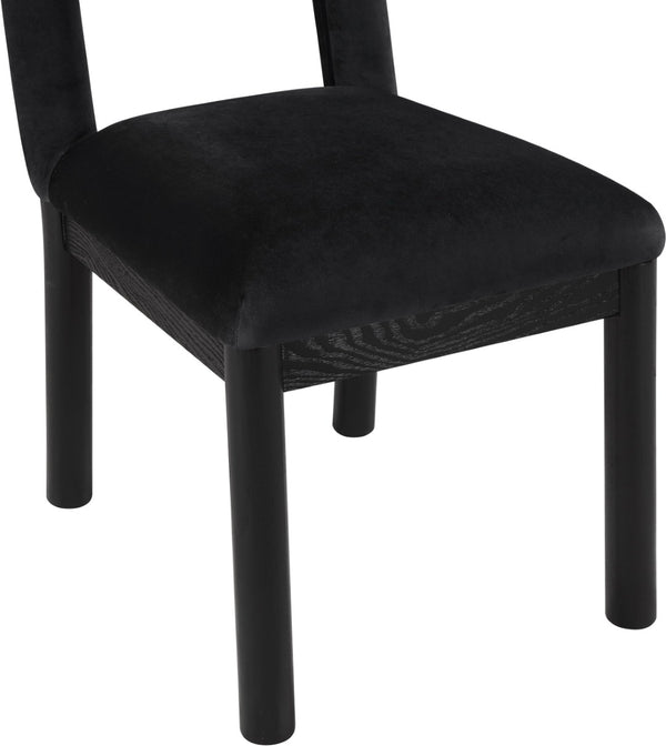 Meridian Furniture Conrad Art Deco Velvet Dining Chair with Sculptural Arched Back and Matte Black Legs 11008Black-C