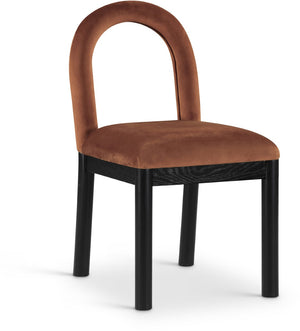 Meridian Furniture Conrad Art Deco Sculpted Velvet Dining Chair with Solid Wood Legs for Modern Rooms 11008Cognac-C