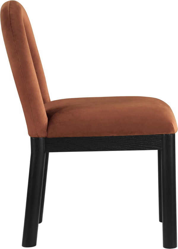Meridian Furniture Conrad Art Deco Sculpted Velvet Dining Chair with Solid Wood Legs for Modern Rooms 11008Cognac-C