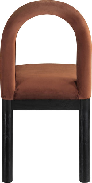 Meridian Furniture Conrad Art Deco Sculpted Velvet Dining Chair with Solid Wood Legs for Modern Rooms 11008Cognac-C