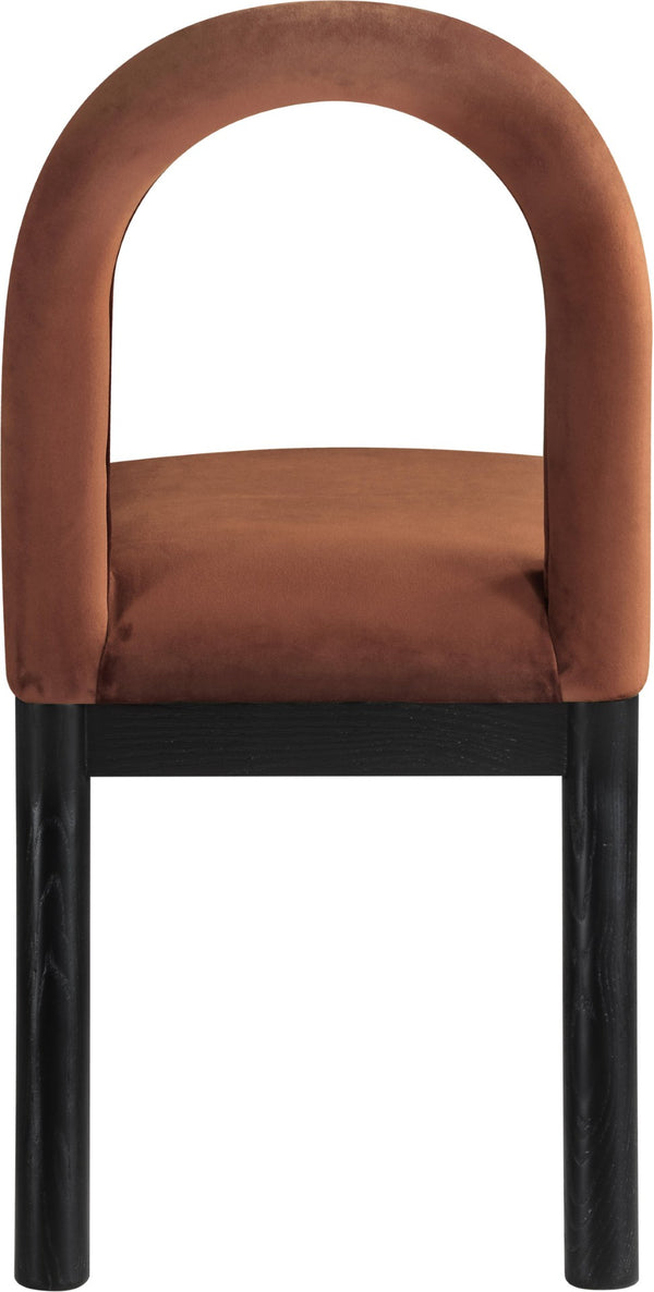 Meridian Furniture Conrad Art Deco Sculpted Velvet Dining Chair with Solid Wood Legs for Modern Rooms 11008Cognac-C