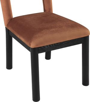 Meridian Furniture Conrad Art Deco Sculpted Velvet Dining Chair with Solid Wood Legs for Modern Rooms 11008Cognac-C