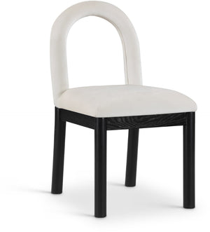 Meridian Furniture Conrad Arched Back Velvet Dining Chair with Art Deco Silhouette and Matte Black Legs 11008Cream-C