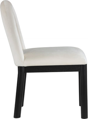 Meridian Furniture Conrad Arched Back Velvet Dining Chair with Art Deco Silhouette and Matte Black Legs 11008Cream-C