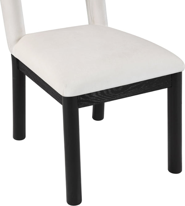 Meridian Furniture Conrad Arched Back Velvet Dining Chair with Art Deco Silhouette and Matte Black Legs 11008Cream-C