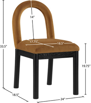 Meridian Furniture Conrad Art Deco Saddle Velvet Dining Chair with Sculptural Arch Back and Matte Legs 11008Saddle-C