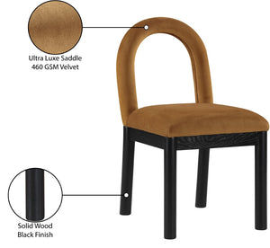 Meridian Furniture Conrad Art Deco Saddle Velvet Dining Chair with Sculptural Arch Back and Matte Legs 11008Saddle-C