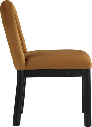 Meridian Furniture Conrad Art Deco Saddle Velvet Dining Chair with Sculptural Arch Back and Matte Legs 11008Saddle-C