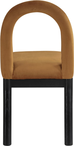 Meridian Furniture Conrad Art Deco Saddle Velvet Dining Chair with Sculptural Arch Back and Matte Legs 11008Saddle-C