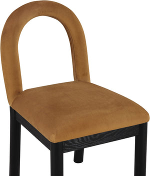 Meridian Furniture Conrad Art Deco Saddle Velvet Dining Chair with Sculptural Arch Back and Matte Legs 11008Saddle-C