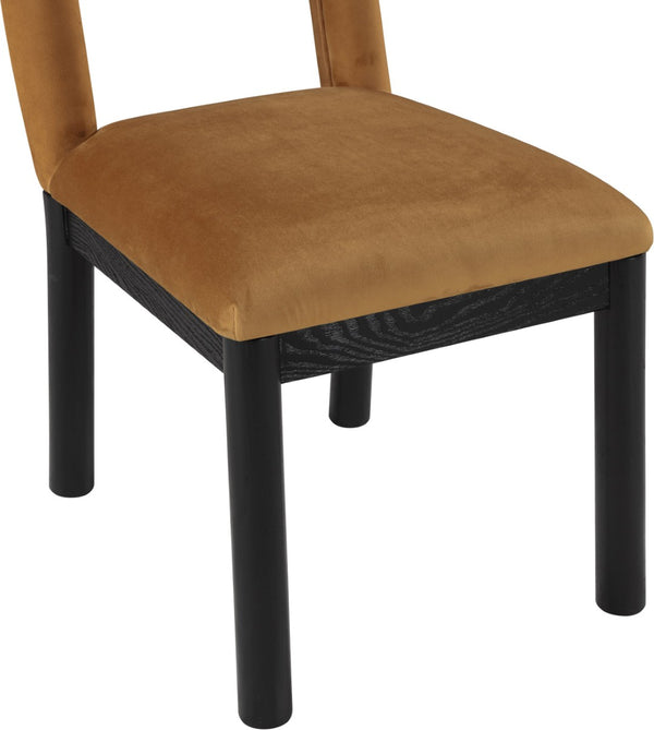Meridian Furniture Conrad Art Deco Saddle Velvet Dining Chair with Sculptural Arch Back and Matte Legs 11008Saddle-C