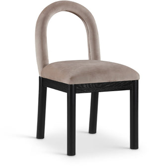 Meridian Furniture Conrad Sculptural Arched Back Velvet Dining Chair with Art Deco Inspired Design 11008Taupe-C