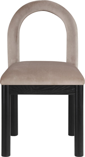 Meridian Furniture Conrad Sculptural Arched Back Velvet Dining Chair with Art Deco Inspired Design 11008Taupe-C