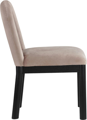 Meridian Furniture Conrad Sculptural Arched Back Velvet Dining Chair with Art Deco Inspired Design 11008Taupe-C