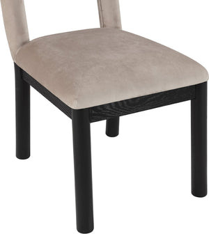 Meridian Furniture Conrad Sculptural Arched Back Velvet Dining Chair with Art Deco Inspired Design 11008Taupe-C