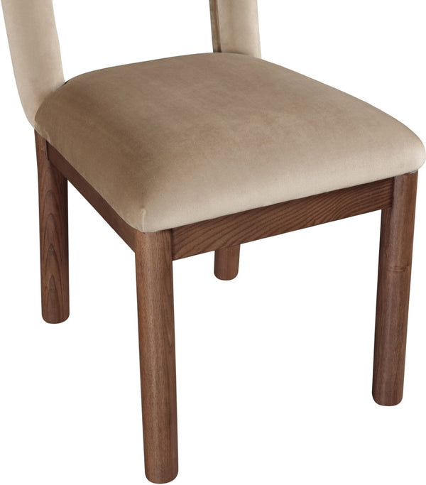 Meridian Furniture Conrad Arched Back Velvet Dining Chair with Walnut Legs Art Deco Inspired Seat 11009Beige-C