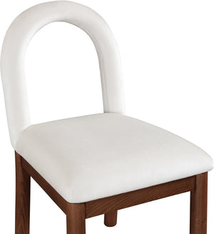 Meridian Furniture Conrad Velvet Sculptural Arch Back Dining Chair with Walnut Legs for Elegant Spaces 11009Cream-C