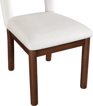 Meridian Furniture Conrad Velvet Sculptural Arch Back Dining Chair with Walnut Legs for Elegant Spaces 11009Cream-C