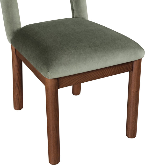 Meridian Furniture Conrad Sculptural Arched Back Velvet Dining Chair with Solid Walnut Legs Art Deco 11009Green-C