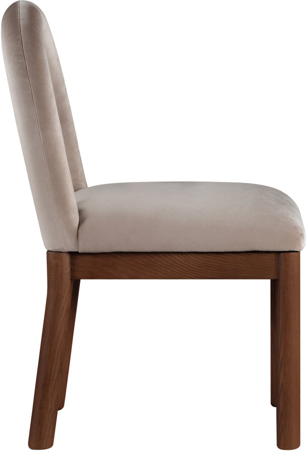 Meridian Furniture Conrad Arched Back Velvet Dining Chair with Walnut Legs Art Deco Inspired Design 11009Taupe-C