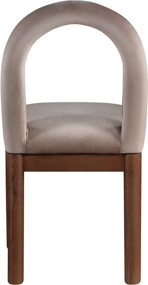 Meridian Furniture Conrad Arched Back Velvet Dining Chair with Walnut Legs Art Deco Inspired Design 11009Taupe-C
