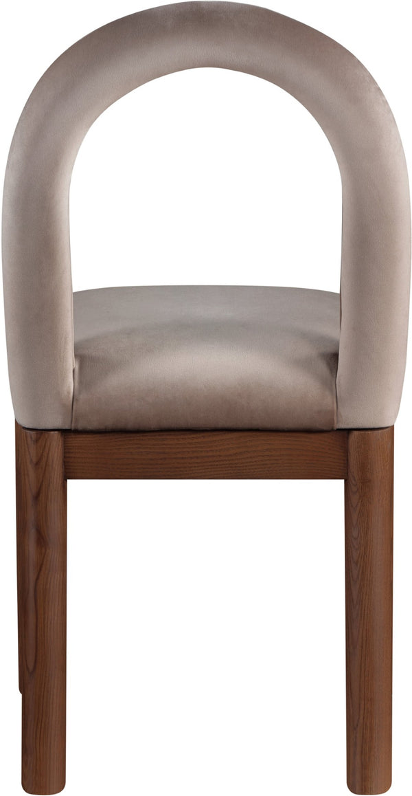Meridian Furniture Conrad Arched Back Velvet Dining Chair with Walnut Legs Art Deco Inspired Design 11009Taupe-C