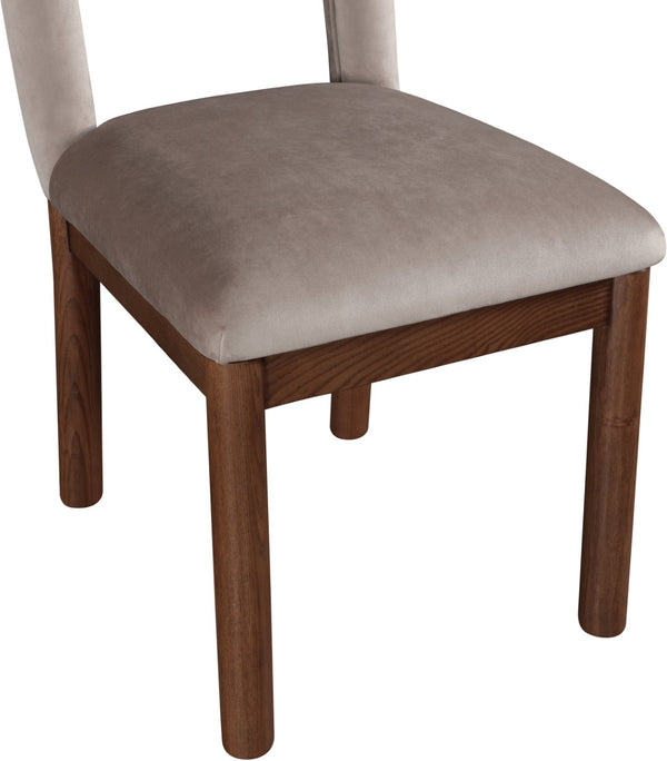 Meridian Furniture Conrad Arched Back Velvet Dining Chair with Walnut Legs Art Deco Inspired Design 11009Taupe-C