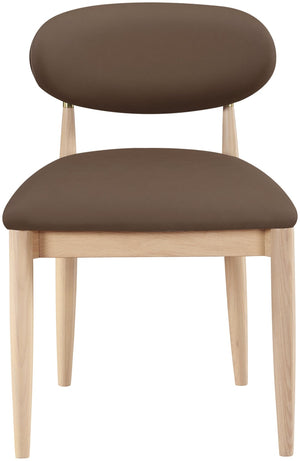 Meridian Furniture Riccio Vegan Leather Dining Chair with Ash Wood Frame and Brushed Brass Hardware 11010Brown-SC