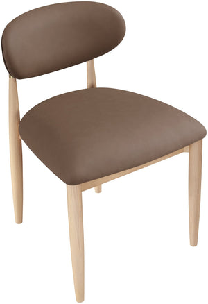 Meridian Furniture Riccio Vegan Leather Dining Chair with Ash Wood Frame and Brushed Brass Hardware 11010Brown-SC