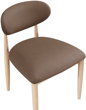 Meridian Furniture Riccio Vegan Leather Dining Chair with Ash Wood Frame and Brushed Brass Hardware 11010Brown-SC