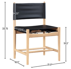 Meridian Furniture Rawlins Vegan Leather Dining Chair with Solid Ash Wood Frame for Modern Rooms Black 11011 11011Black-C