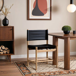 Meridian Furniture Rawlins Vegan Leather Dining Chair with Solid Ash Wood Frame for Modern Rooms Black 11011 11011Black-C
