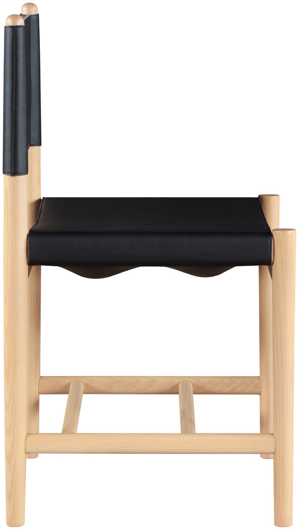 Meridian Furniture Rawlins Vegan Leather Dining Chair with Solid Ash Wood Frame for Modern Rooms Black 11011 11011Black-C