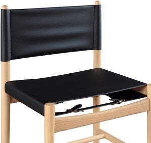 Meridian Furniture Rawlins Vegan Leather Dining Chair with Solid Ash Wood Frame for Modern Rooms Black 11011 11011Black-C