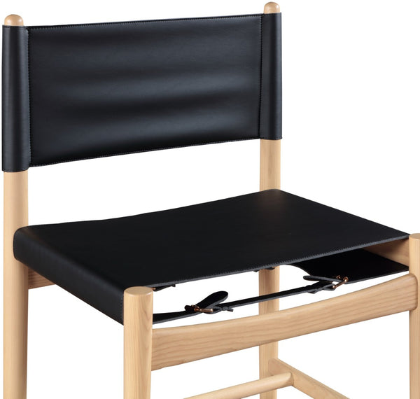 Meridian Furniture Rawlins Vegan Leather Dining Chair with Solid Ash Wood Frame for Modern Rooms Black 11011 11011Black-C