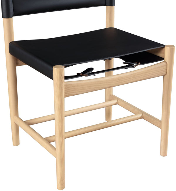 Meridian Furniture Rawlins Vegan Leather Dining Chair with Solid Ash Wood Frame for Modern Rooms Black 11011 11011Black-C