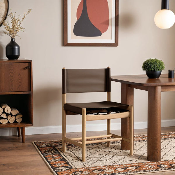 Meridian Furniture Rawlins Vegan Leather Dining Chair with Solid Ash Wood Frame for Modern Rooms Brown 11011 11011Brown-C